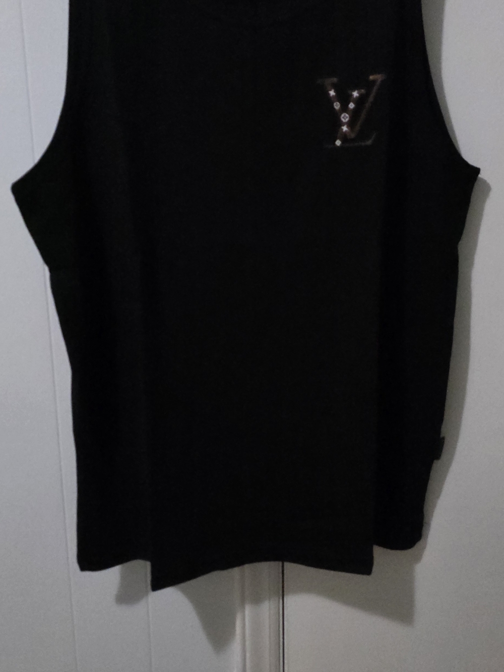 Black Sleeveless Women's Tank Top with Embellished Logo